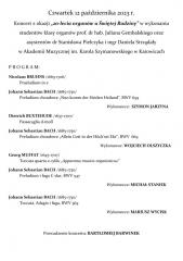 Program koncertów w ramach 20-lecia organów u Świętej Rodziny